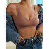 imageFloerns Womens Seamless Deep V Bras Invisibles No Show Wireless Comfortable BraMauve Purple