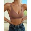 imageFloerns Womens Seamless Deep V Bras Invisibles No Show Wireless Comfortable BraMauve Purple