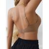 imageFloerns Womens Seamless Deep V Bras Invisibles No Show Wireless Comfortable BraMocha Brown