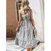 imageFloerns Womens Striped Print Notched Neck Sleeveless Ruffle A Line Midi DressBlack