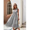 imageFloerns Womens Striped Print Notched Neck Sleeveless Ruffle A Line Midi DressBlack