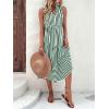 imageFloerns Womens Striped Print Notched Neck Sleeveless Ruffle A Line Midi DressDark Green