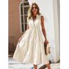 imageFloerns Womens Striped Print Notched Neck Sleeveless Ruffle A Line Midi DressKhaki
