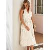 imageFloerns Womens Striped Print Notched Neck Sleeveless Ruffle A Line Midi DressKhaki