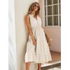 imageFloerns Womens Striped Print Notched Neck Sleeveless Ruffle A Line Midi DressKhaki