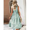 imageFloerns Womens Striped Print Notched Neck Sleeveless Ruffle A Line Midi DressMint Green