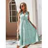 imageFloerns Womens Striped Print Notched Neck Sleeveless Ruffle A Line Midi DressMint Green