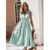 imageFloerns Womens Striped Print Notched Neck Sleeveless Ruffle A Line Midi DressMint Green