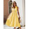 imageFloerns Womens Striped Print Notched Neck Sleeveless Ruffle A Line Midi DressYellow