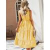 imageFloerns Womens Striped Print Notched Neck Sleeveless Ruffle A Line Midi DressYellow