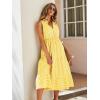 imageFloerns Womens Striped Print Notched Neck Sleeveless Ruffle A Line Midi DressYellow