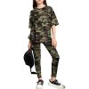 imageFloerns Girls 2 Piece Outfit Short Sleeve Tee Shirt with Leggings Pants SetGreen