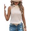 imageFloerns Womens Cut Out Mock Neck Asymmetrical Sleeveless Casual Tank TopApricot