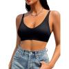 imageFloerns Womens Seamless Deep V Bras Invisibles No Show Wireless Comfortable BraBlack