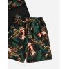 imageFloerns Boys Boho Sleeveless Tank Top Tropical Print Shorts Set 2 Piece OutfitBlack and Green
