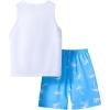 imageFloerns Boys Boho Sleeveless Tank Top Tropical Print Shorts Set 2 Piece OutfitBlue and White