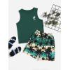 imageFloerns Boys Boho Sleeveless Tank Top Tropical Print Shorts Set 2 Piece OutfitGreen