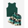 imageFloerns Boys Boho Sleeveless Tank Top Tropical Print Shorts Set 2 Piece OutfitGreen
