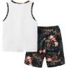 imageFloerns Boys Boho Sleeveless Tank Top Tropical Print Shorts Set 2 Piece OutfitWhite and Black