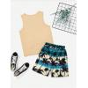 imageFloerns Boys Boho Sleeveless Tank Top Tropical Print Shorts Set 2 Piece OutfitWhite and Green