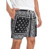 imageFloerns Mens Boho Tribal Print Drawstring Waist Summer Shorts with PocketBlack  White Paisley