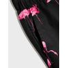 imageFloerns Mens Boho Tribal Print Drawstring Waist Summer Shorts with PocketBlack Flamingo