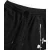 imageFloerns Mens Boho Tribal Print Drawstring Waist Summer Shorts with PocketBlack Ink Floral