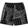 imageFloerns Mens Boho Tribal Print Drawstring Waist Summer Shorts with PocketBlack Ink Paisley
