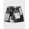 imageFloerns Mens Boho Tribal Print Drawstring Waist Summer Shorts with PocketBlack Multi Paisley
