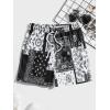 imageFloerns Mens Boho Tribal Print Drawstring Waist Summer Shorts with PocketBlack Multi Paisley