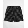 imageFloerns Mens Boho Tribal Print Drawstring Waist Summer Shorts with PocketBlack Striped