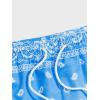 imageFloerns Mens Boho Tribal Print Drawstring Waist Summer Shorts with PocketBlue  White Paisley