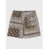 imageFloerns Mens Boho Tribal Print Drawstring Waist Summer Shorts with PocketBrown Paisley