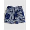 imageFloerns Mens Boho Tribal Print Drawstring Waist Summer Shorts with PocketDeep Blue Paisley