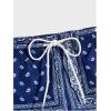 imageFloerns Mens Boho Tribal Print Drawstring Waist Summer Shorts with PocketDeep Blue Paisley