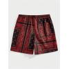 imageFloerns Mens Boho Tribal Print Drawstring Waist Summer Shorts with PocketHot Red