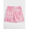 imageFloerns Mens Boho Tribal Print Drawstring Waist Summer Shorts with PocketPink Paisley