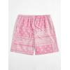imageFloerns Mens Boho Tribal Print Drawstring Waist Summer Shorts with PocketPink Paisley