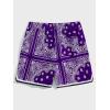 imageFloerns Mens Boho Tribal Print Drawstring Waist Summer Shorts with PocketPurple Multi