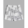imageFloerns Mens Boho Tribal Print Drawstring Waist Summer Shorts with PocketWhite Scarf