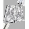 imageFloerns Mens Boho Tribal Print Drawstring Waist Summer Shorts with PocketWhite Scarf