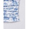 imageFloerns Womens Allover Print Lace Trim Bowknot Strapless Bandeau Ruched Crop Tube TopBlue and White