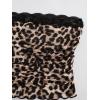 imageFloerns Womens Allover Print Lace Trim Bowknot Strapless Bandeau Ruched Crop Tube TopBrown Cheetah