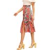 imageFloerns Womens Boho Floral High Waist Split A Line Midi SkirtA Red Disty