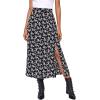 imageFloerns Womens Boho Floral High Waist Split A Line Midi SkirtBlack Disty Floral