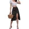 imageFloerns Womens Boho Floral High Waist Split A Line Midi SkirtBlack Flower