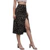 imageFloerns Womens Boho Floral High Waist Split A Line Midi SkirtBlack Flower