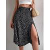 imageFloerns Womens Boho Floral High Waist Split A Line Midi SkirtBlack Multicoloured
