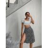 imageFloerns Womens Boho Floral High Waist Split A Line Midi SkirtBlack White Multi