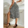 imageFloerns Womens Boho Floral High Waist Split A Line Midi SkirtBlack White Speckled